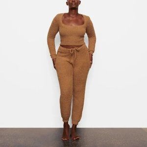 Skims Cozy Knit Camel Set